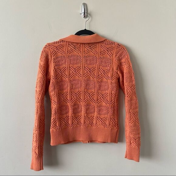 Rachel Zoe-Creamsicle Orange Button Front Knit Cardigan - Picture 2 of 7